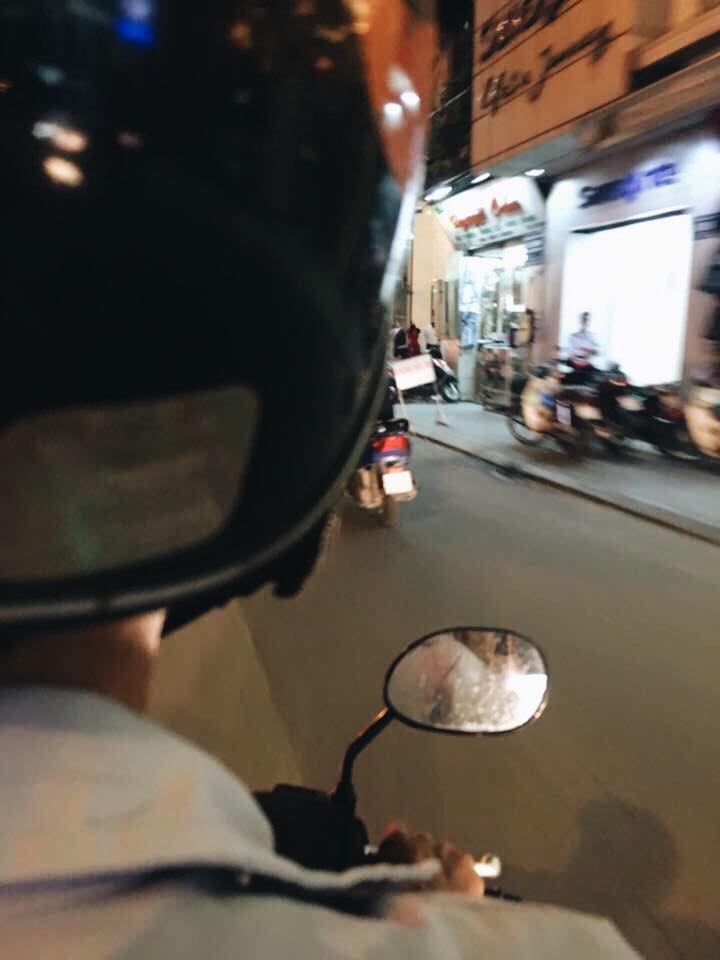 Riding on a motorbike, Vietnam