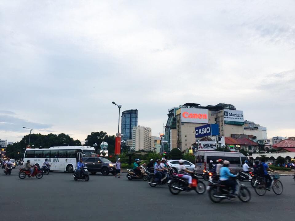 Motorbikes and scooters on the street of Vietnam